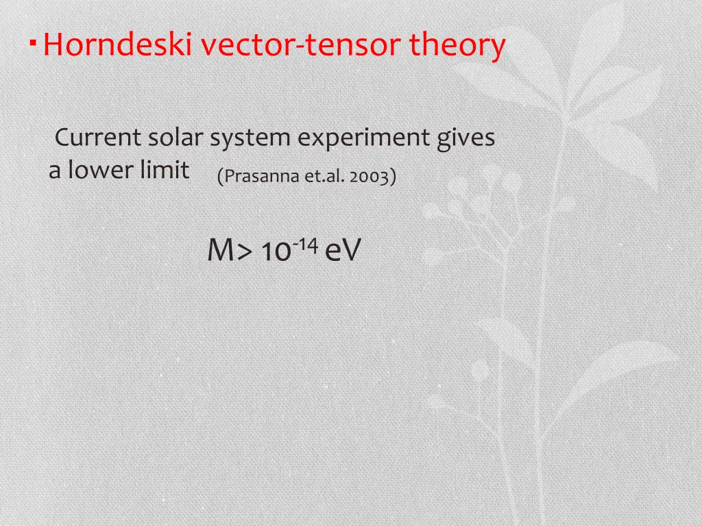 horndeski vector tensor theory 1