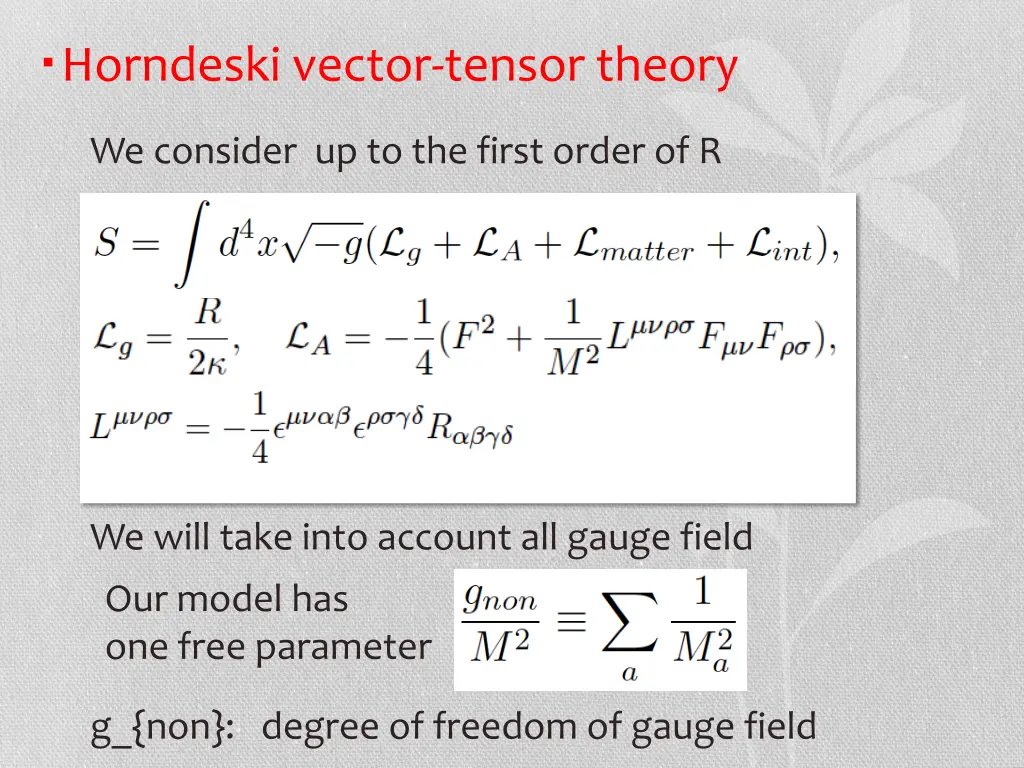 horndeski vector tensor theory