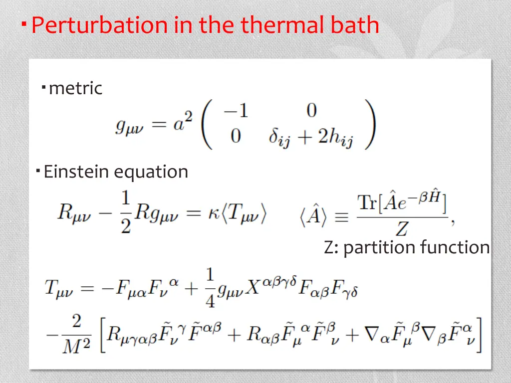 perturbation in the thermal bath