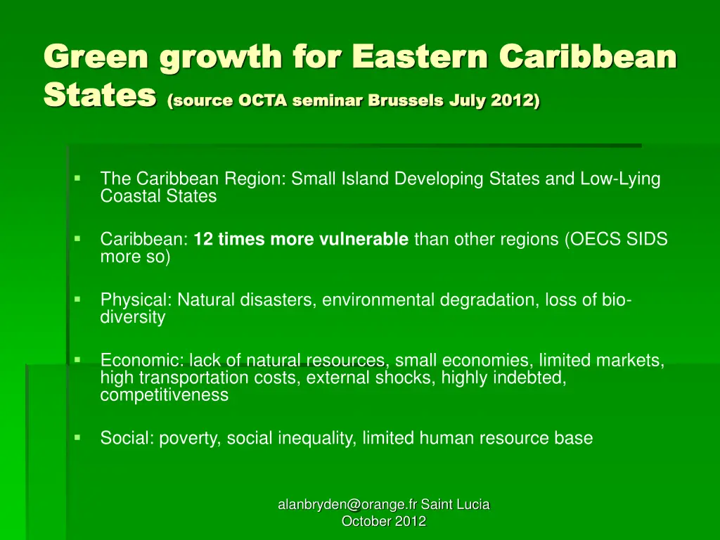 green growth for eastern caribbean green growth