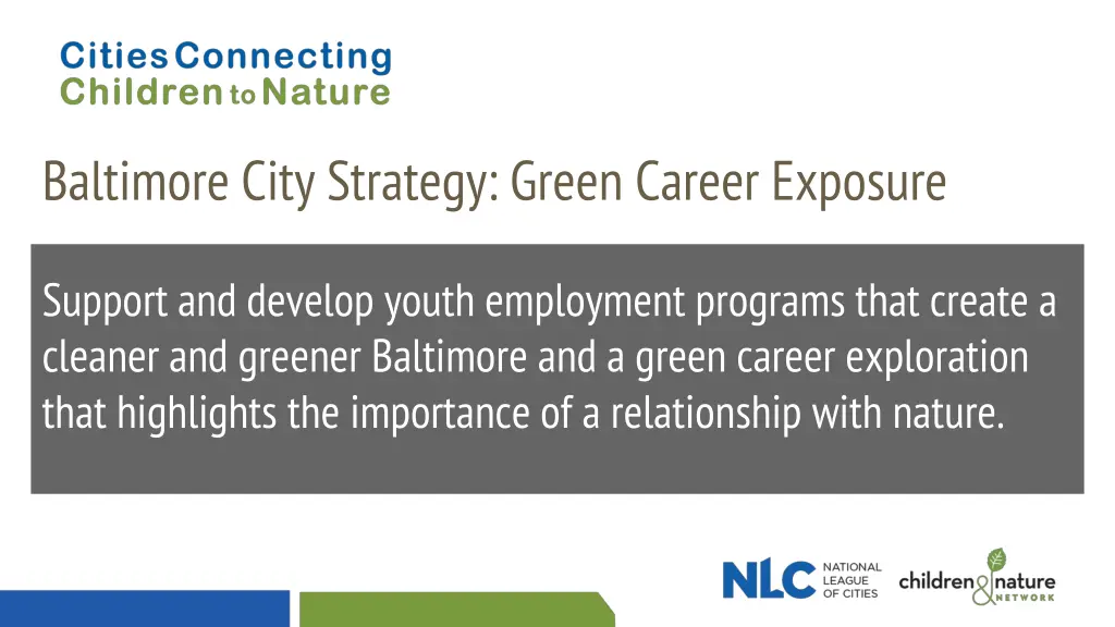 baltimore city strategy green career exposure