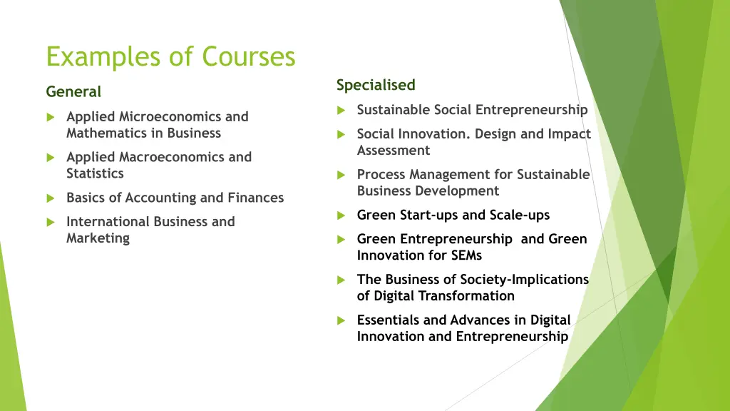 examples of courses