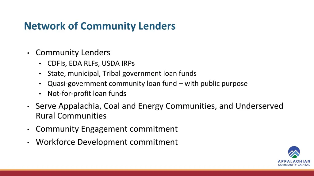 network of community lenders