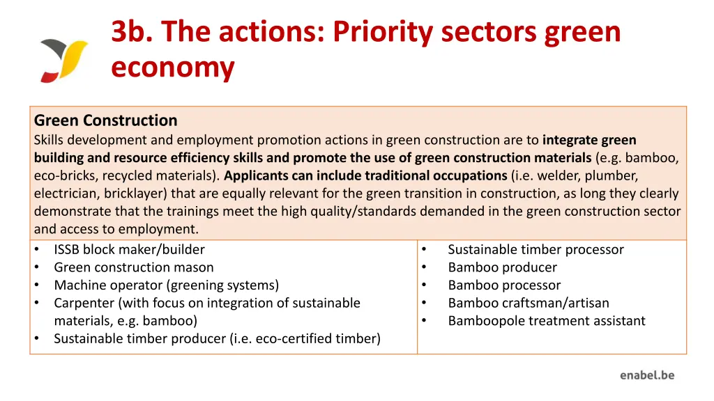 3b the actions priority sectors green economy 1