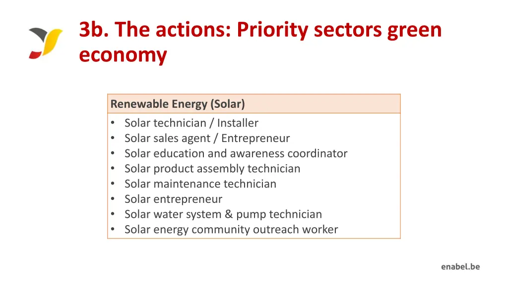 3b the actions priority sectors green economy