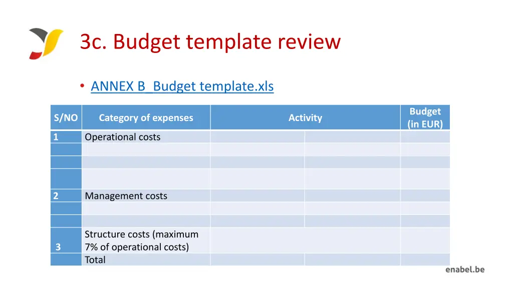 3c budget template review