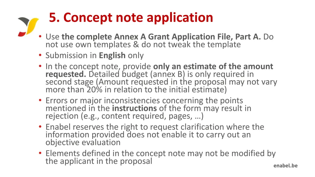 5 concept note application