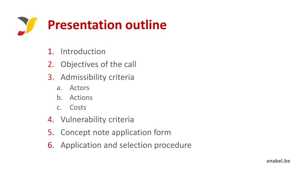 presentation outline