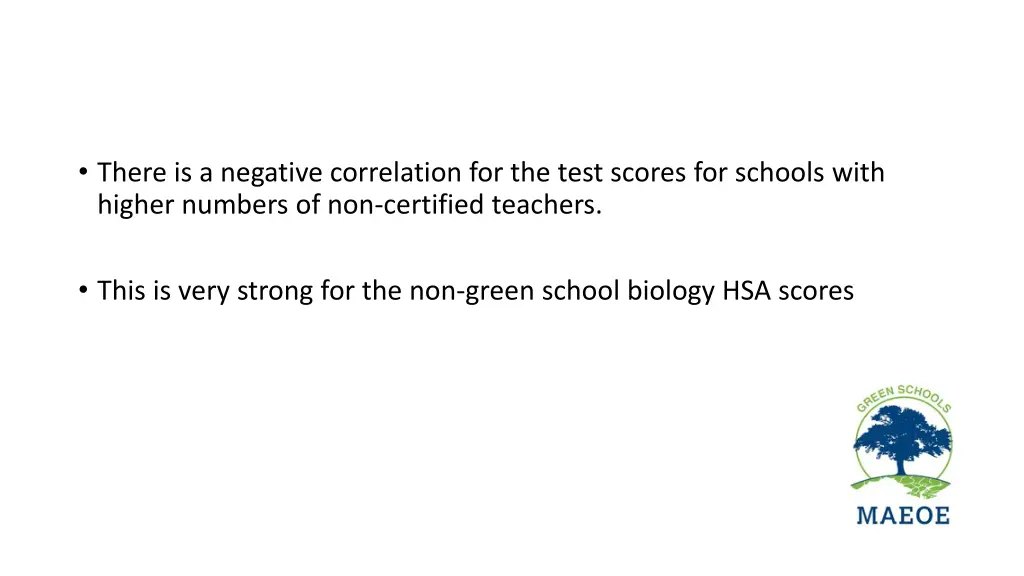 there is a negative correlation for the test