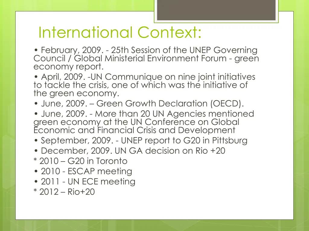 international context february 2009 25th session