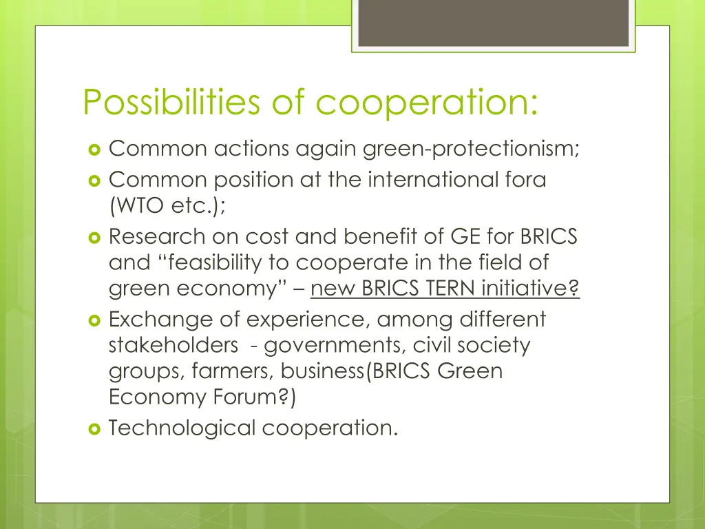 possibilities of cooperation