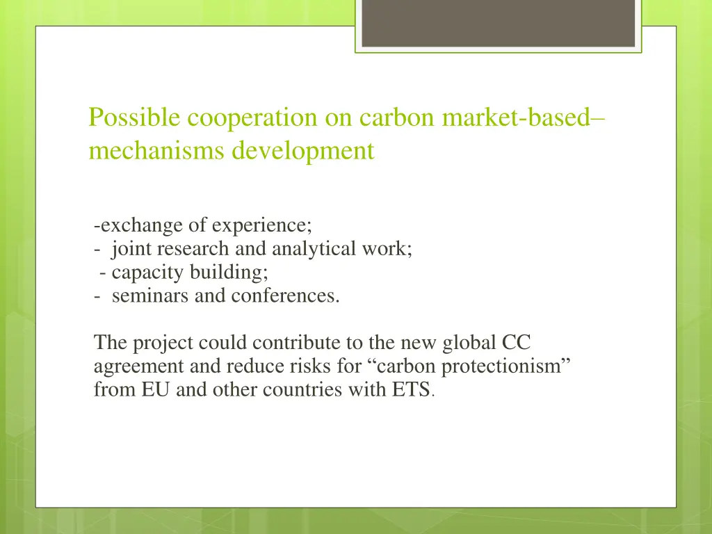 possible cooperation on carbon market based