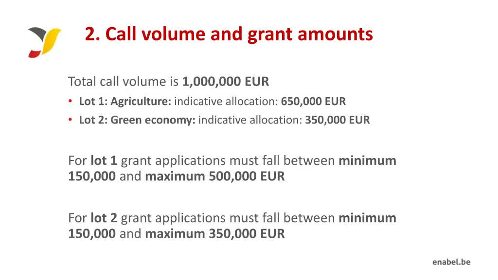 2 call volume and grant amounts