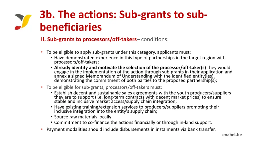 3b the actions sub grants to sub beneficiaries 4