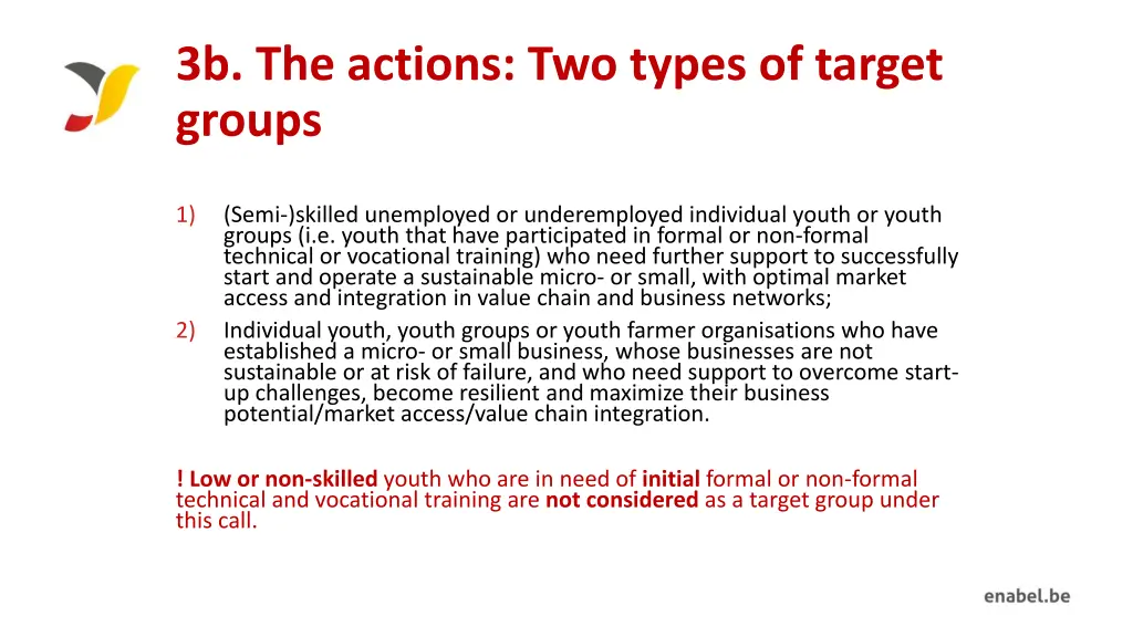 3b the actions two types of target groups