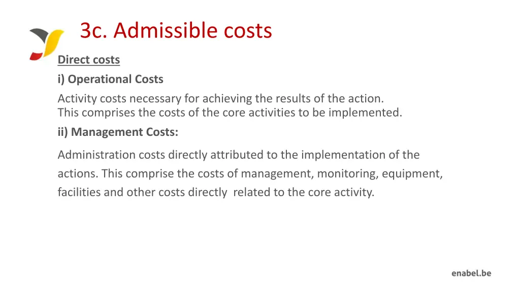 3c admissible costs