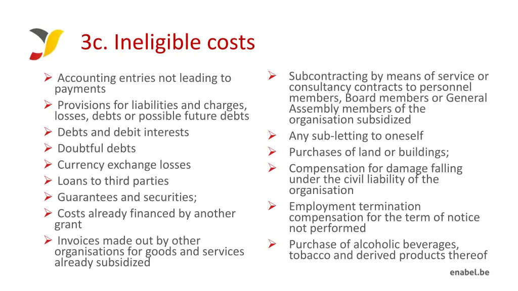 3c ineligible costs