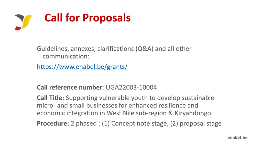 call for proposals