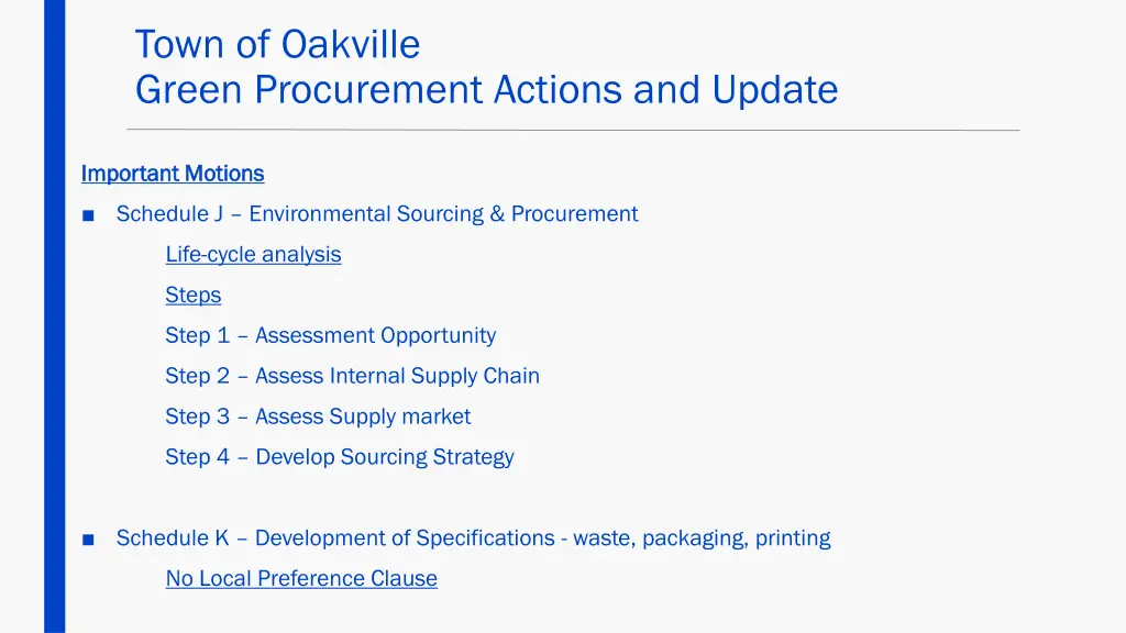 town of oakville green procurement actions 1