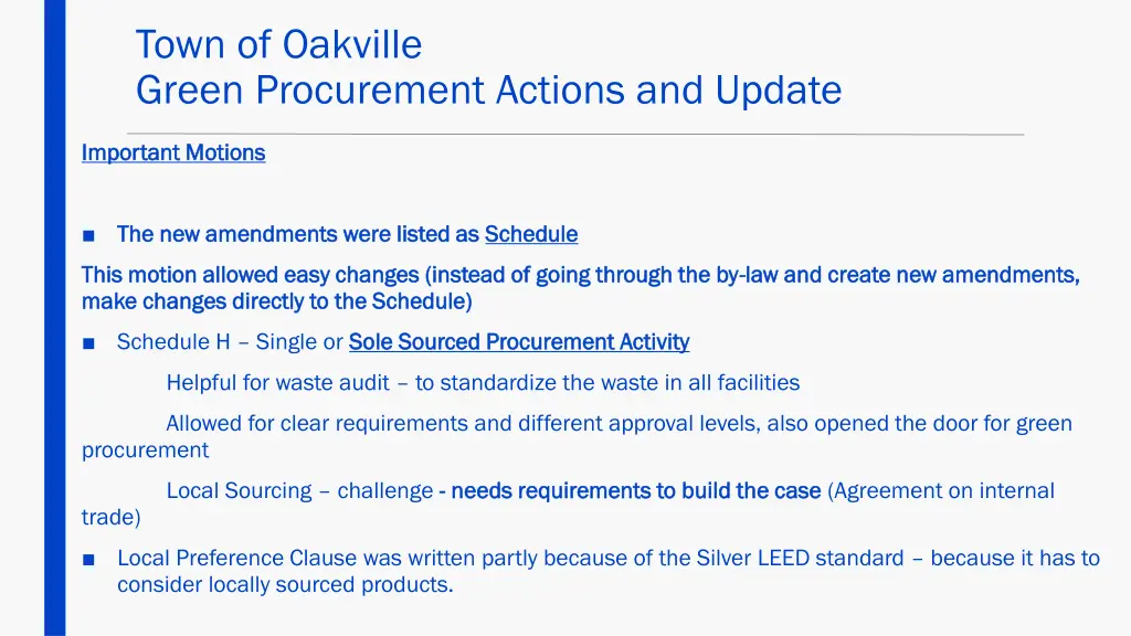 town of oakville green procurement actions