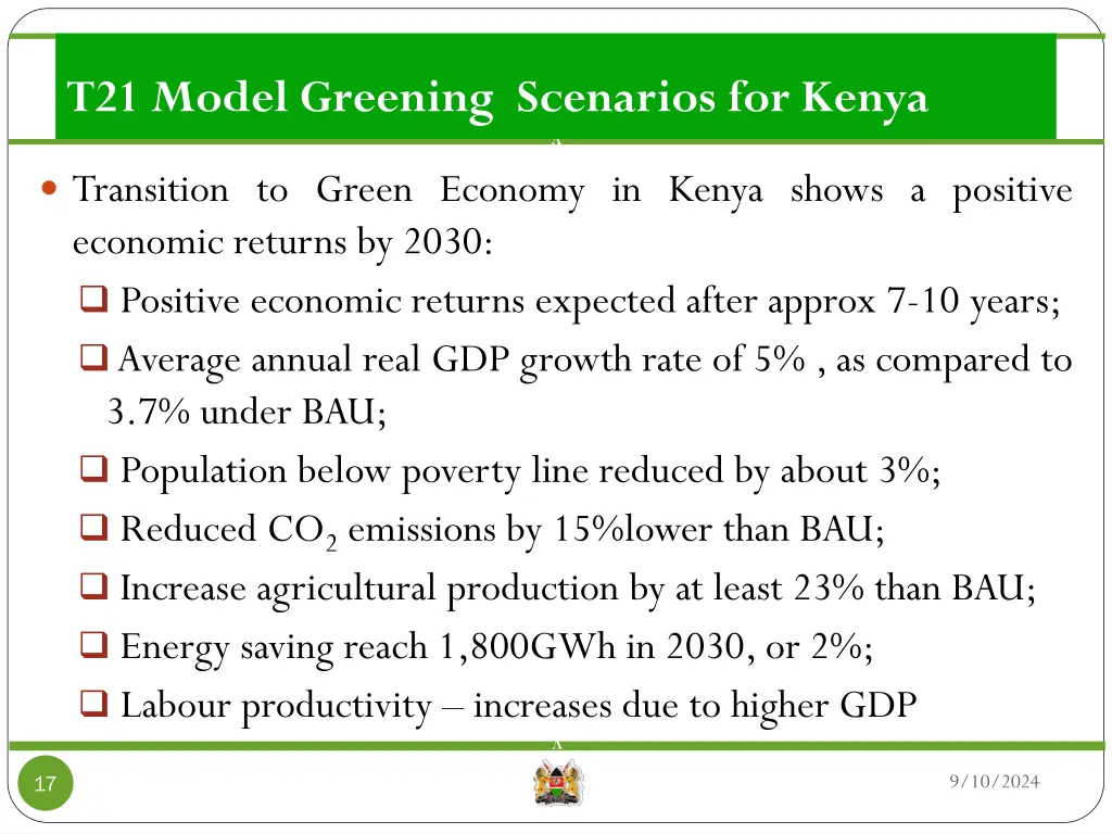 t21 model greening scenarios for kenya