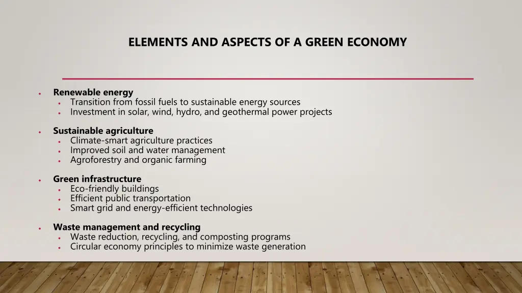 elements and aspects of a green economy