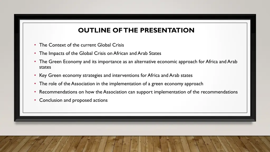 outline of the presentation