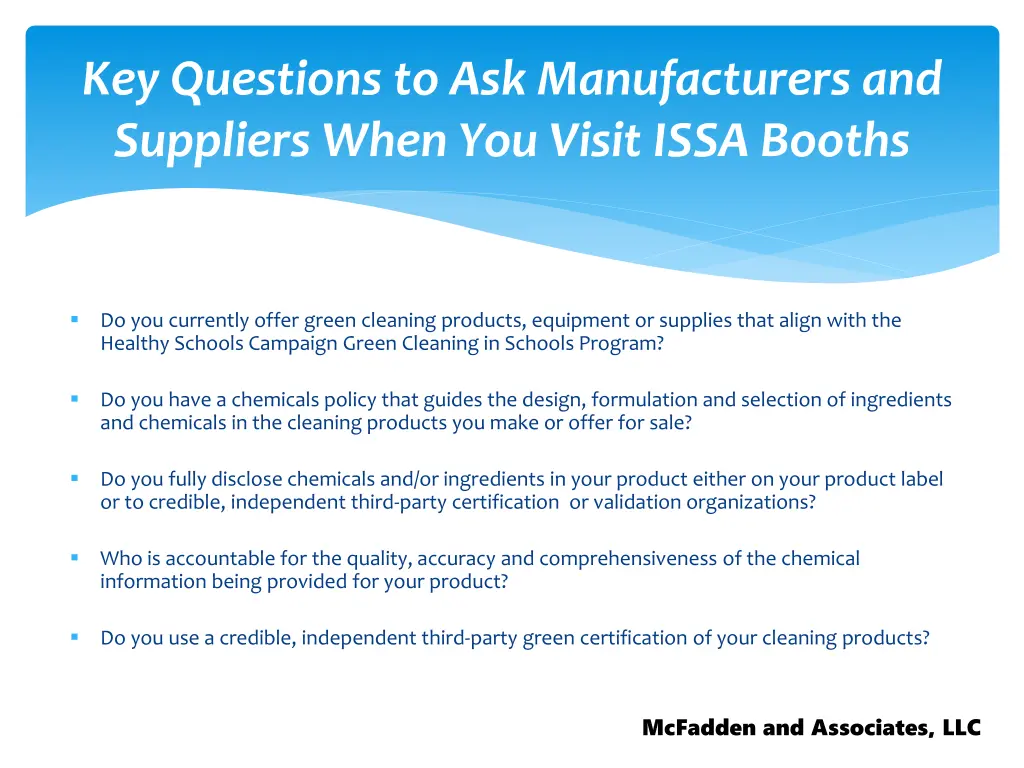 key questions to ask manufacturers and suppliers