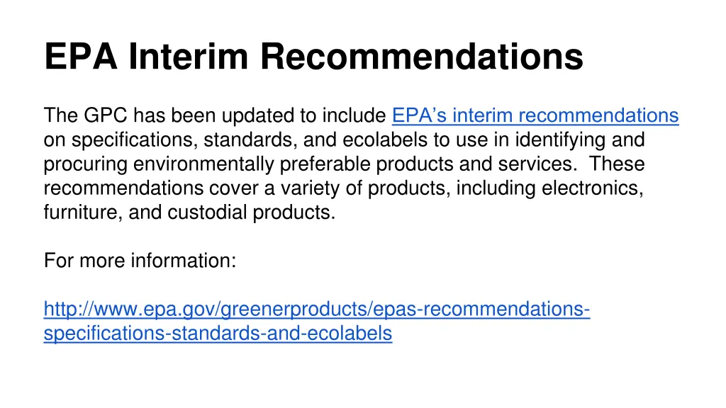 epa interim recommendations