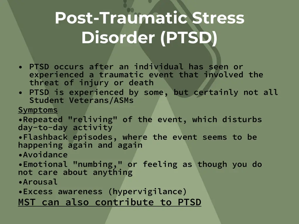 post traumatic stress disorder ptsd