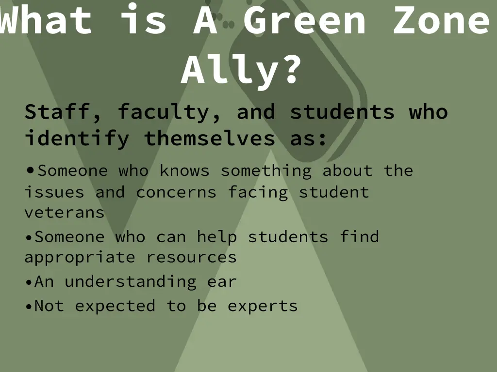 what is a green zone ally staff faculty