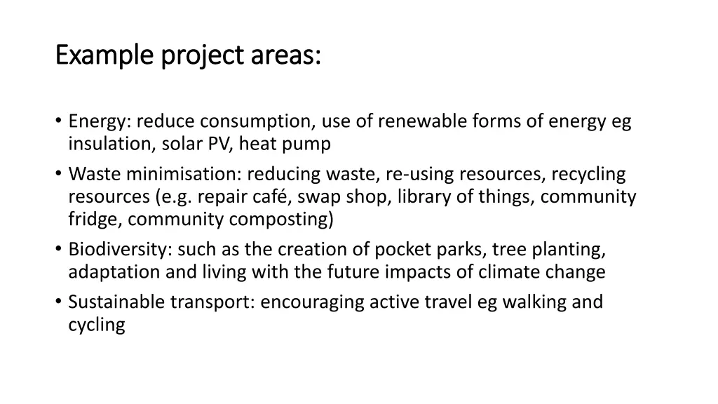 example project areas example project areas