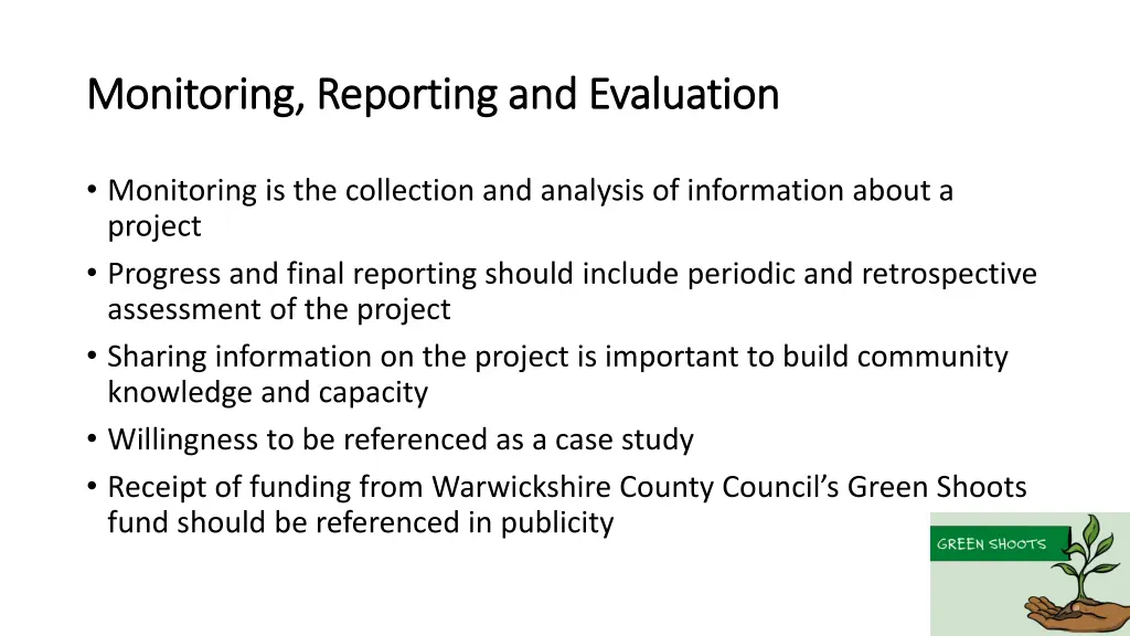 monitoring reporting and evaluation monitoring