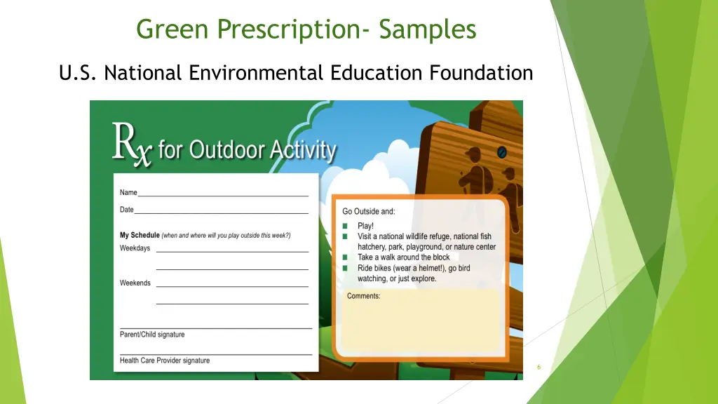 green prescription samples