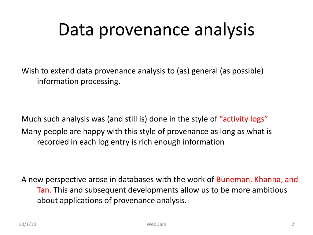 data provenance analysis