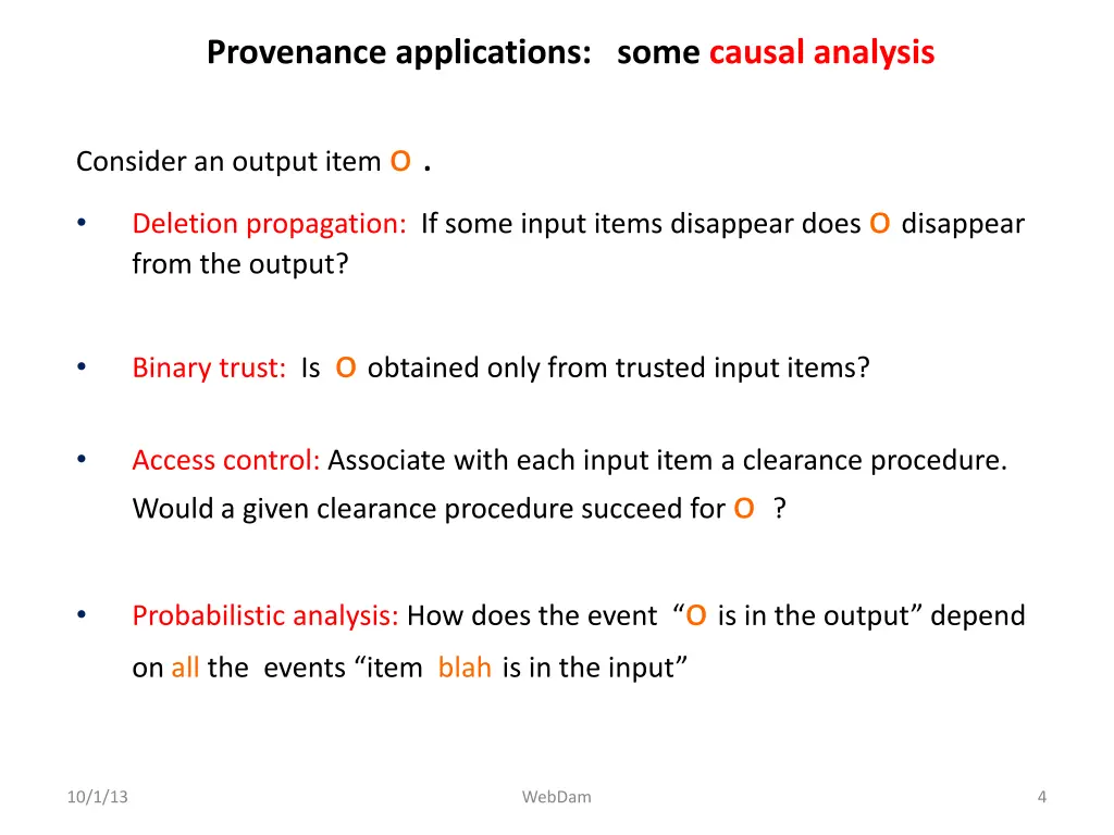 provenance applications some causal analysis