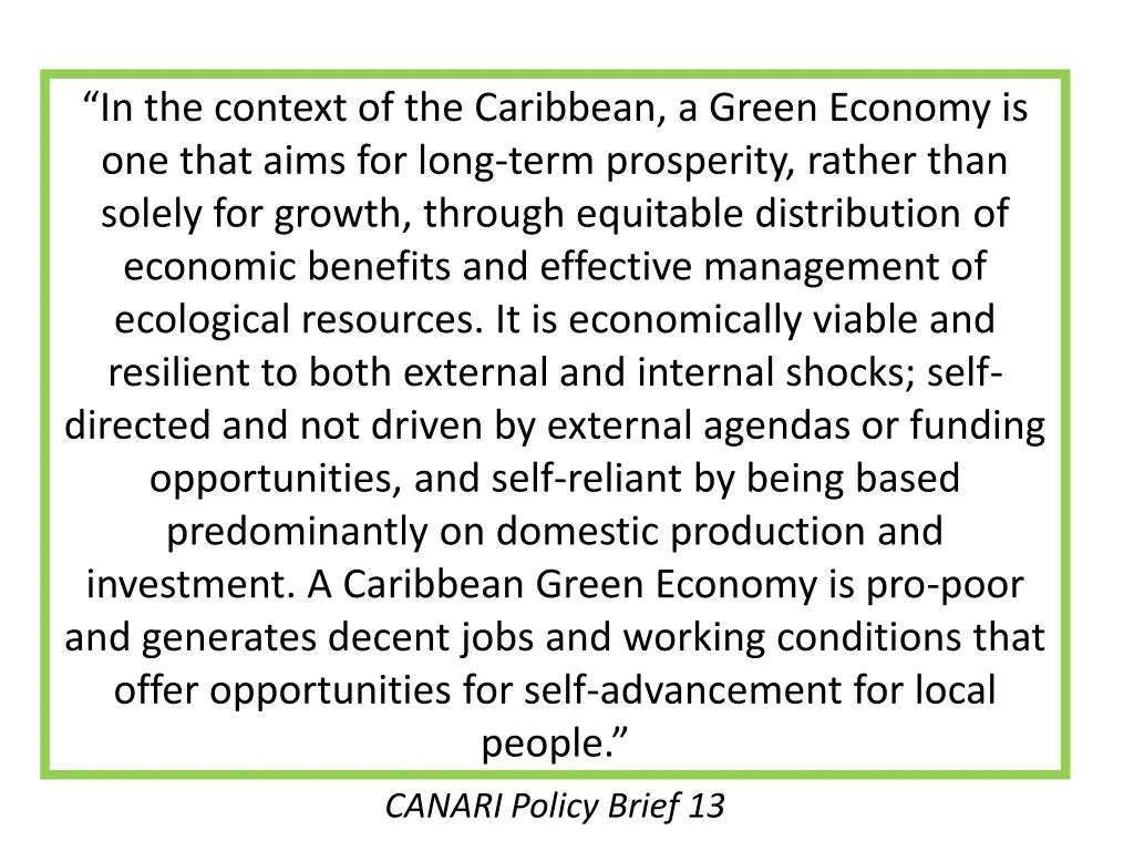 in the context of the caribbean a green economy