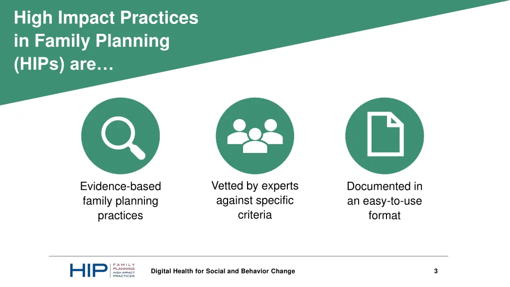 high impact practices in family planning hips are