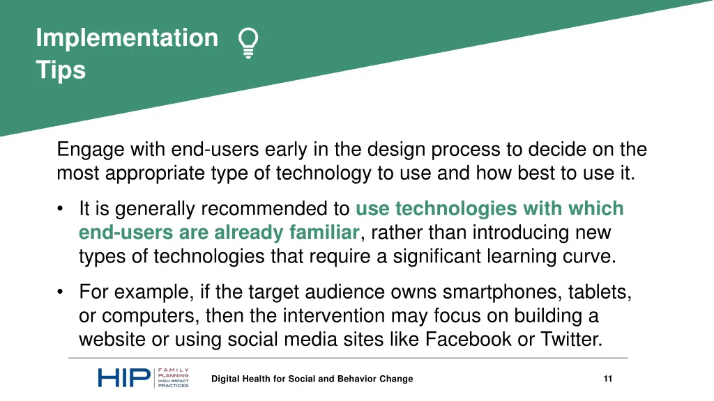 implementation tips