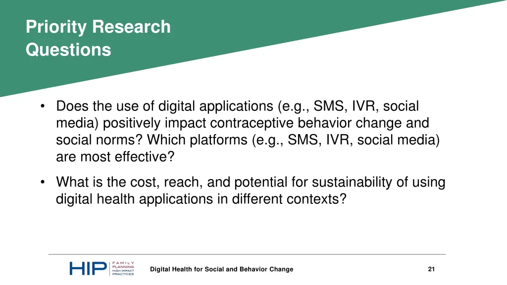 priority research questions