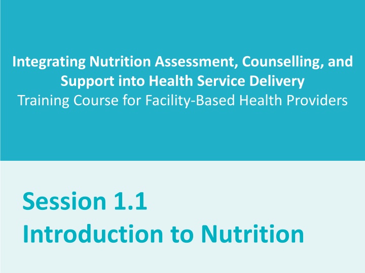 integrating nutrition assessment counselling