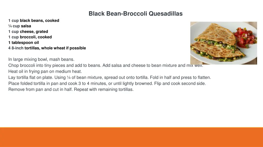 black bean broccoli quesadillas