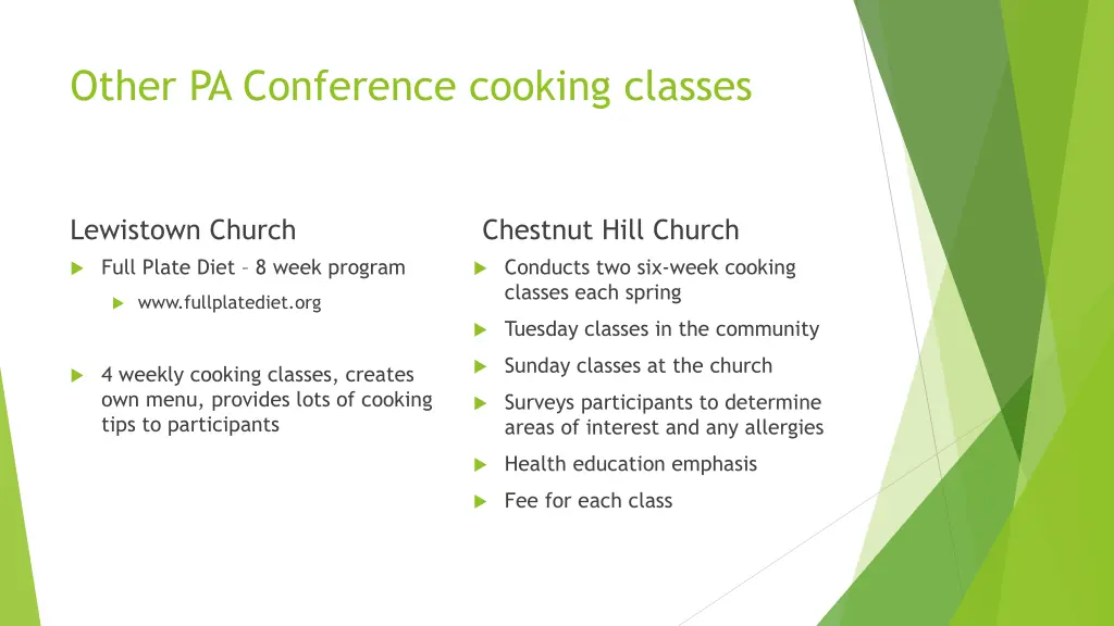 other pa conference cooking classes