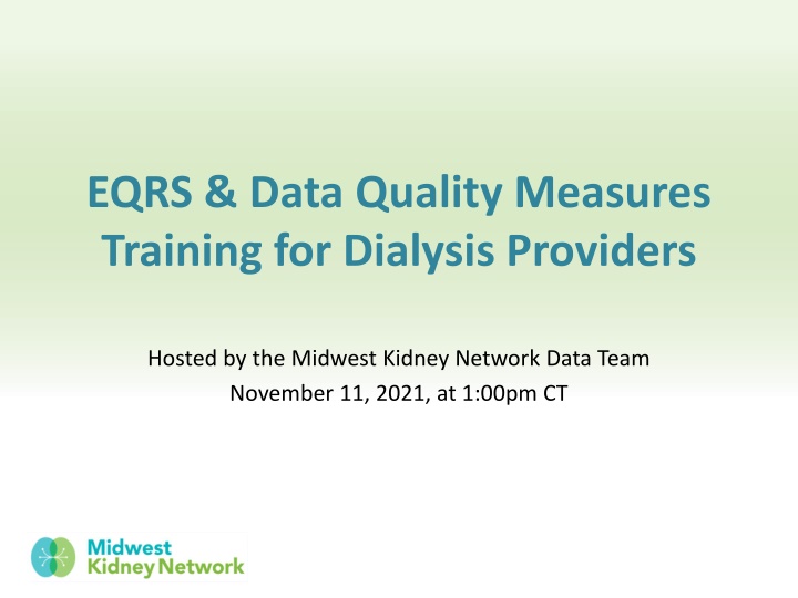 eqrs data quality measures training for dialysis