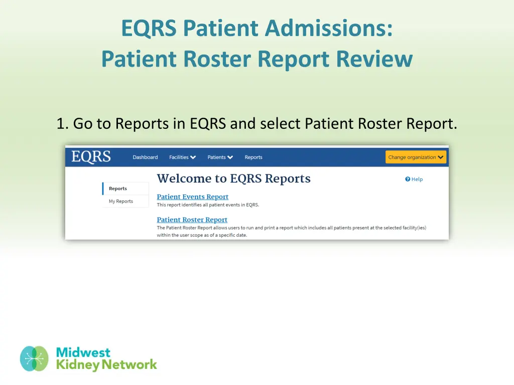 eqrs patient admissions patient roster report