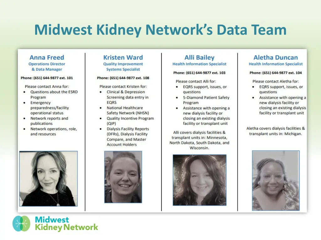 midwest kidney network s data team