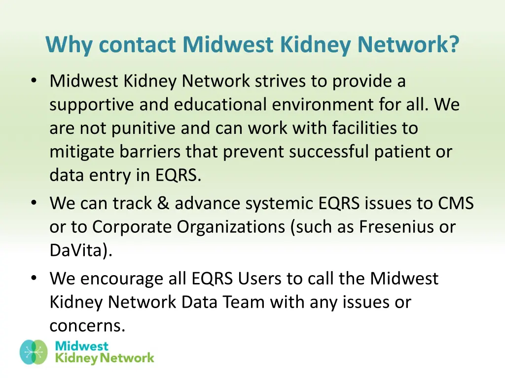 why contact midwest kidney network