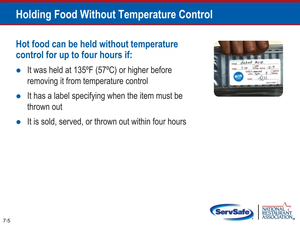 holding food without temperature control 1