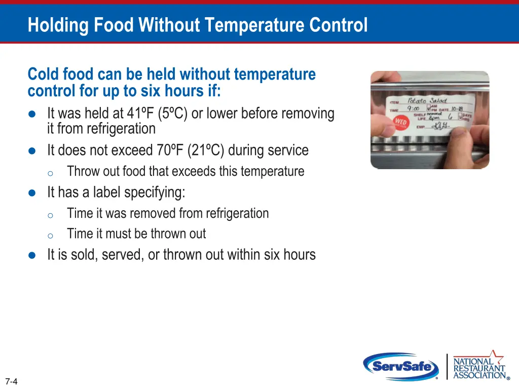 holding food without temperature control