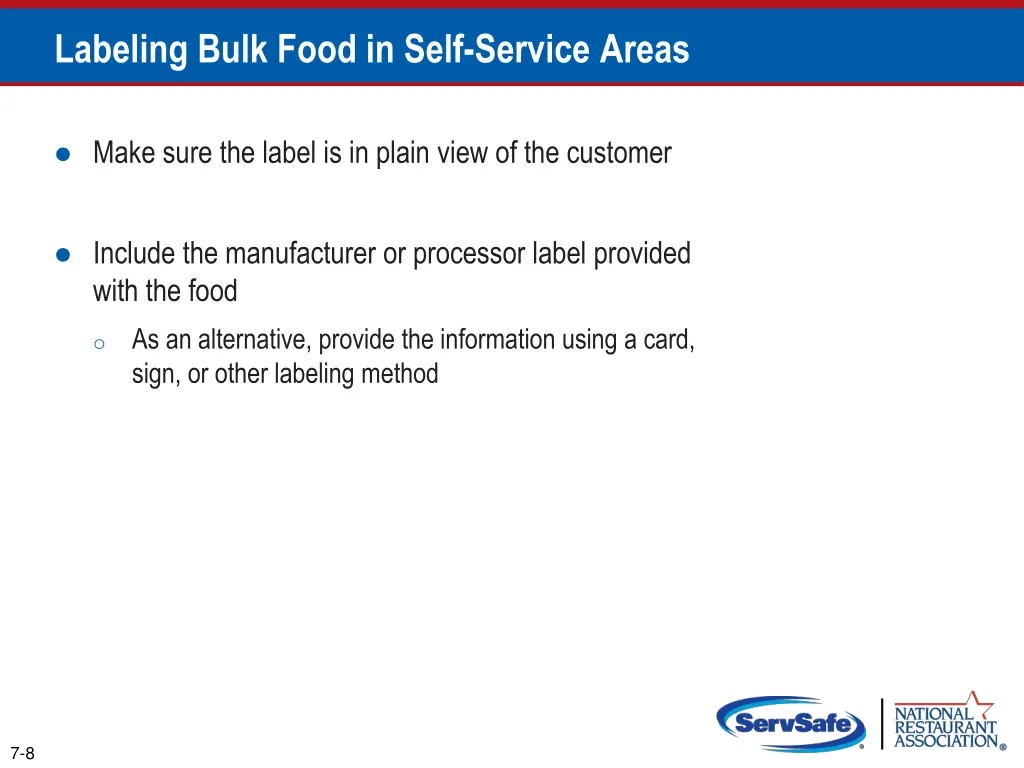 labeling bulk food in self service areas